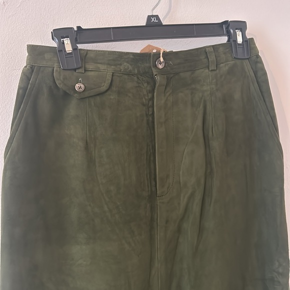 Ralph Lauren Blue Label Hunter Green Long Suede Leather Maxi Skirt Size 8 - Picture 2 of 5